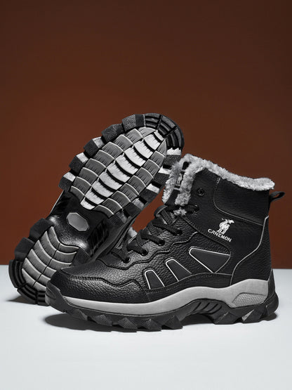 CANEMON men's black fleece-lined winter boots