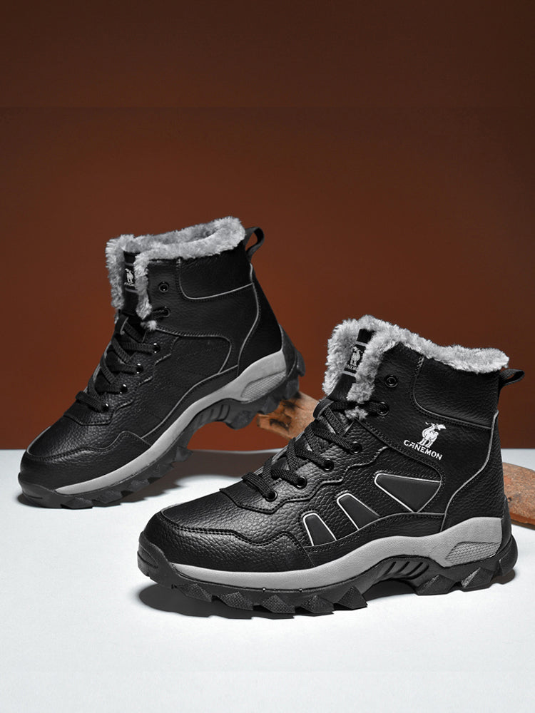 CANEMON men's black fleece-lined winter boots