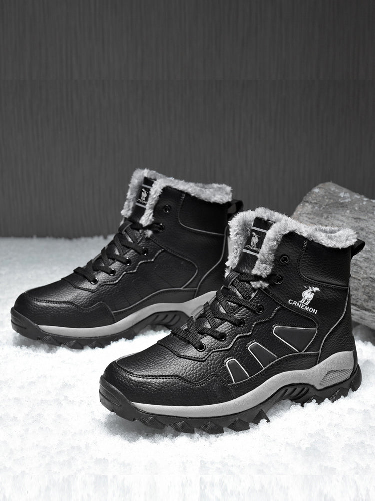 CANEMON men's black fleece-lined winter boots