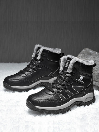 CANEMON men's black fleece-lined winter boots