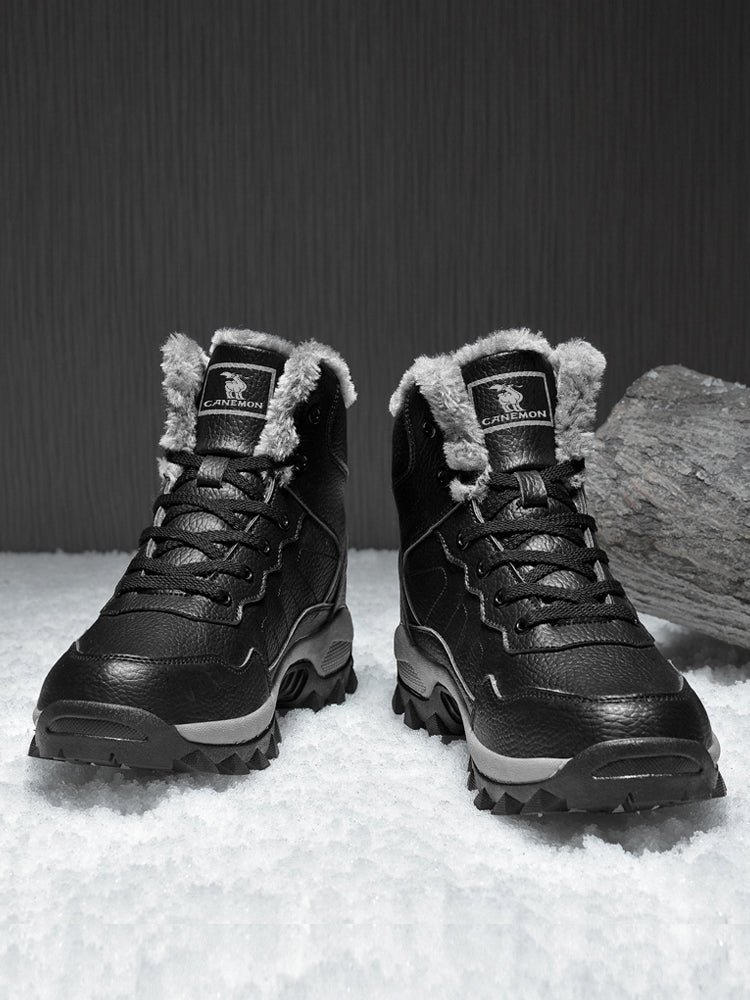 CANEMON men's black fleece-lined winter boots