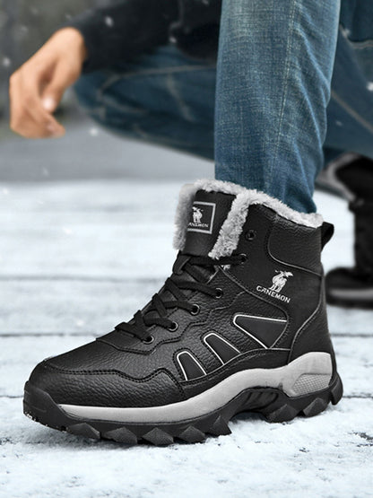 CANEMON men's black fleece-lined winter boots