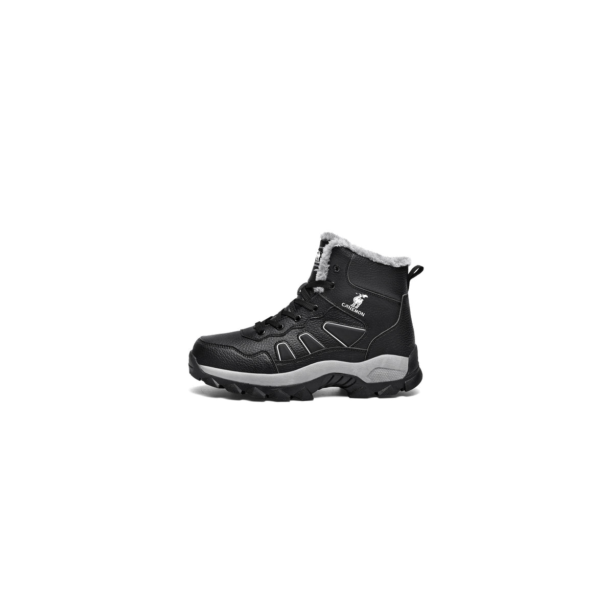 CANEMON men's black fleece-lined winter boots