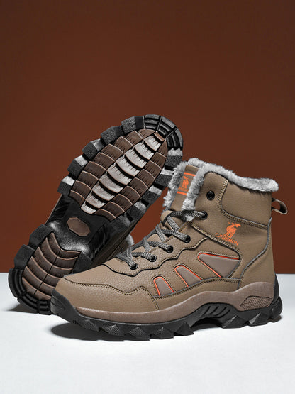 CANEMON men's brown fleece-lined winter boots