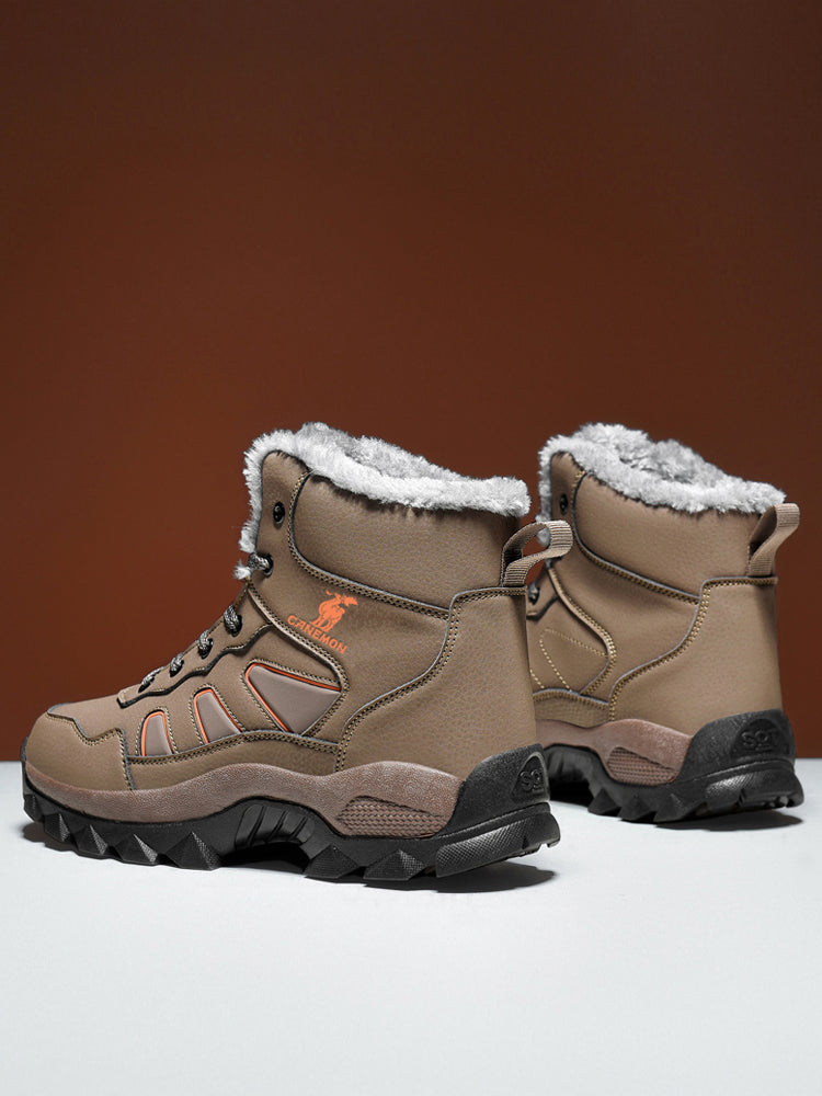 CANEMON men's brown fleece-lined winter boots