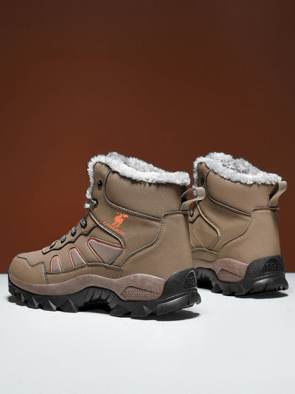 CANEMON men's brown fleece-lined winter boots