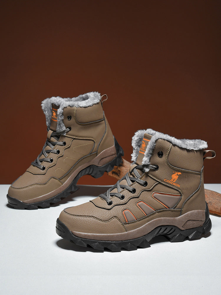 CANEMON men's brown fleece-lined winter boots