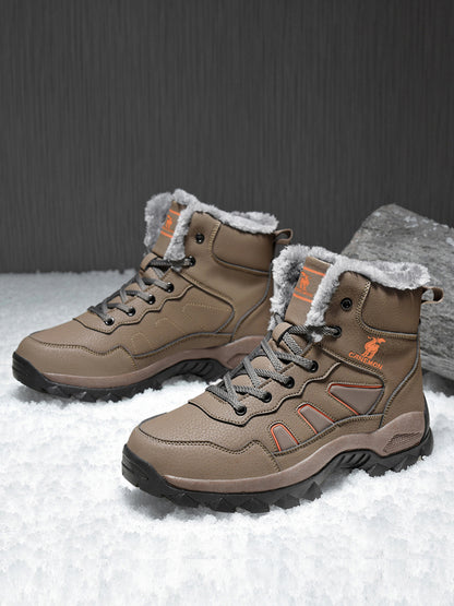 CANEMON men's brown fleece-lined winter boots