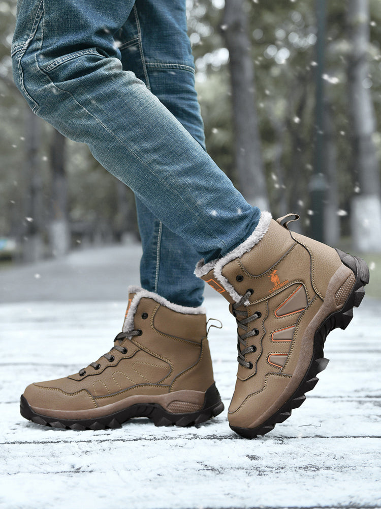 CANEMON men's brown fleece-lined winter boots
