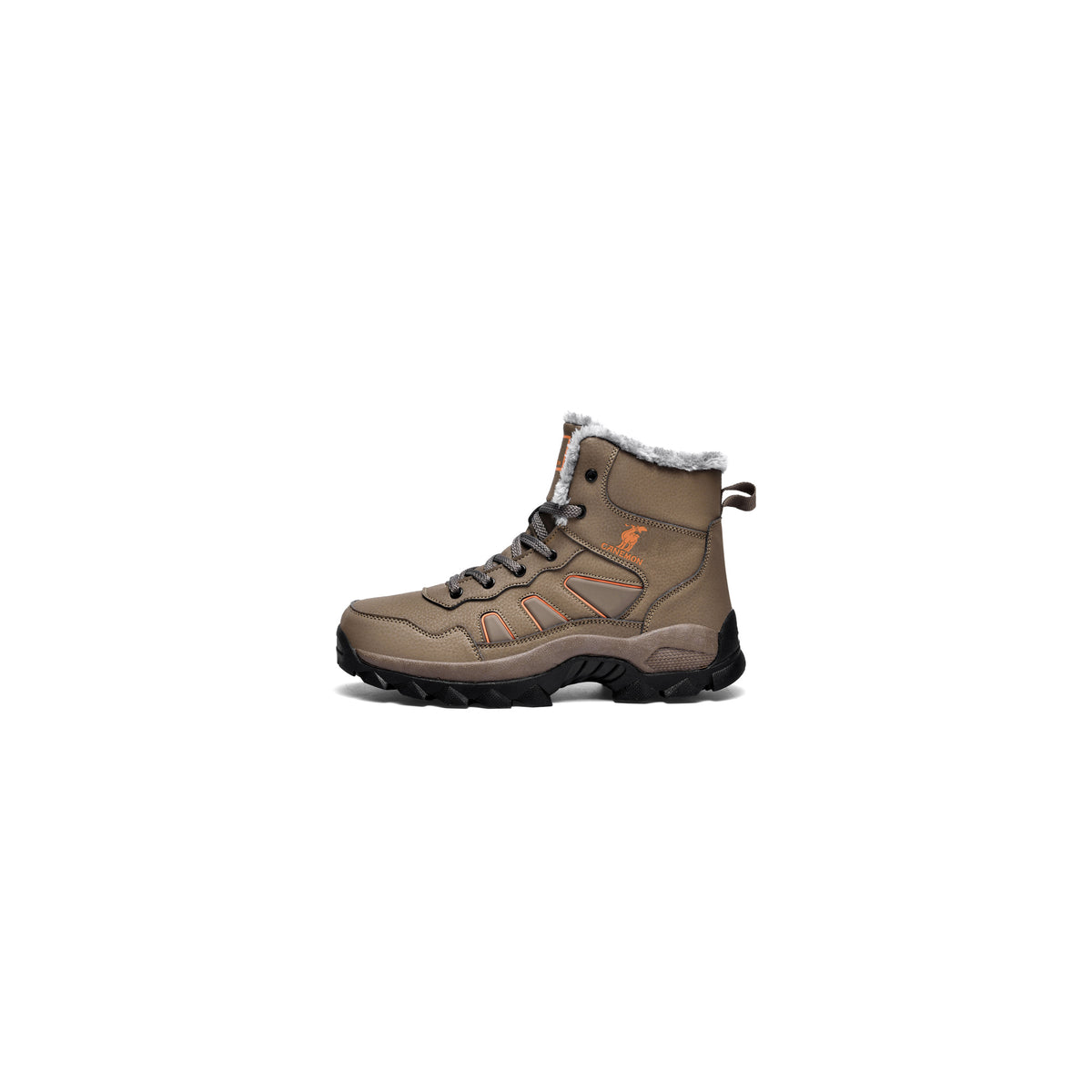 CANEMON men's brown fleece-lined winter boots