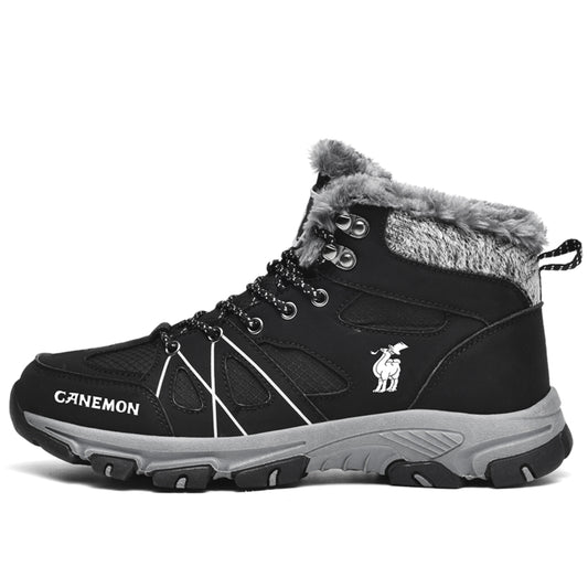 CANEMON 935 black fleece-lined lace-up ankle boots - main view
