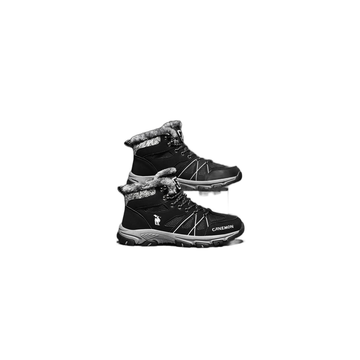 CANEMON 935 men's fleece-lined winter ankle boots in Black - main view