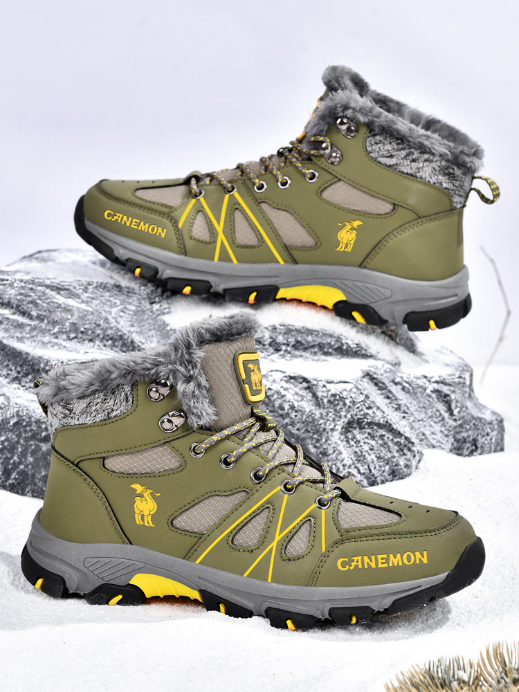 CANEMON 935 men's fleece-lined winter ankle boots in Olive - view 2
