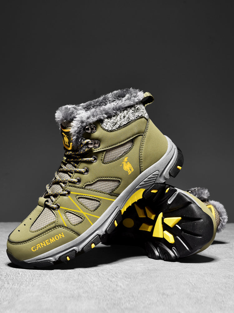 CANEMON 935 men's fleece-lined winter ankle boots in Olive - view 3