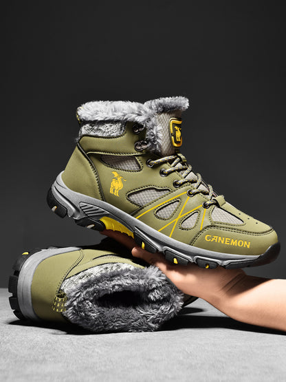 CANEMON 935 men's fleece-lined winter ankle boots in Olive - view 4