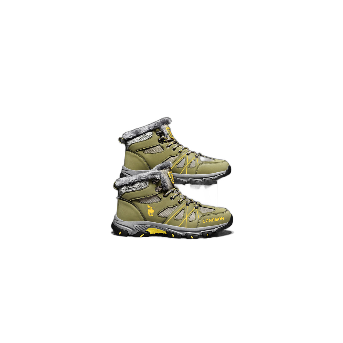 CANEMON 935 men's fleece-lined winter ankle boots in Olive - main view