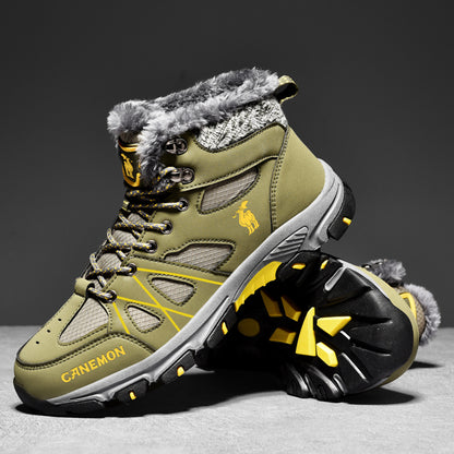 CANEMON 935 olive fleece-lined lace-up ankle boots - outsole view