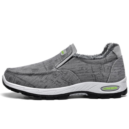 CANEMON 339 gray men's fleece-lined slip-on shoe on white