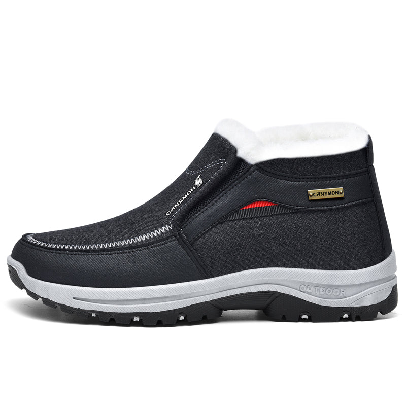 Black winter slip-on shoe on white