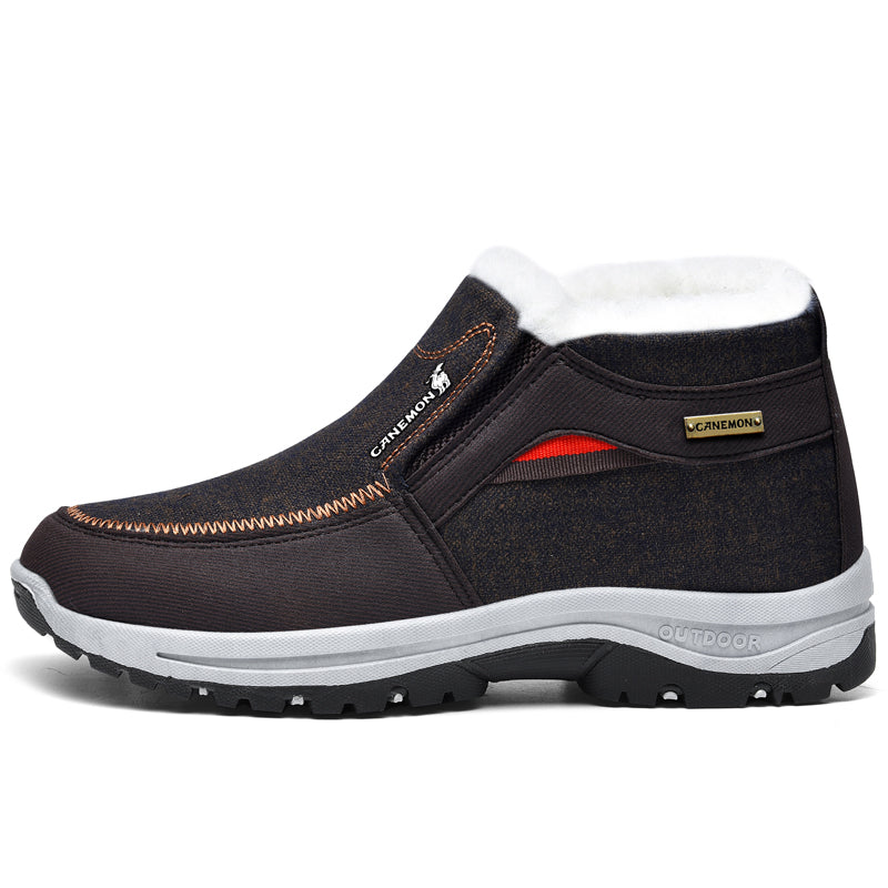 Brown winter slip-on shoe on white