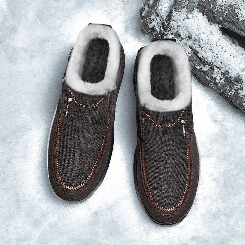 Brown winter shoe top view
