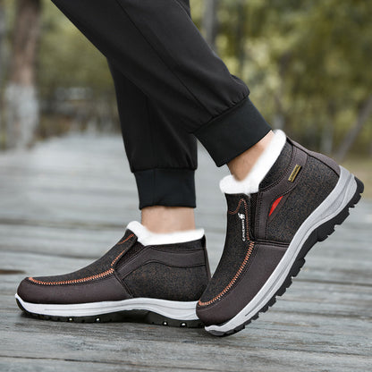 Brown winter shoe on foot