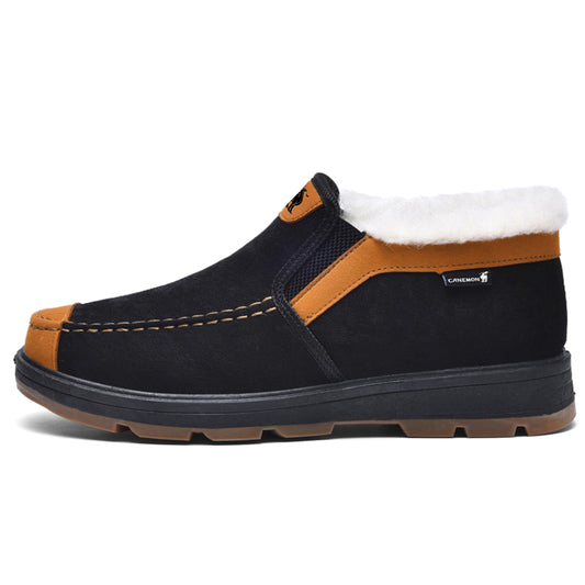 CANEMON LY2526 black fleece-lined slip-on shoes - main view