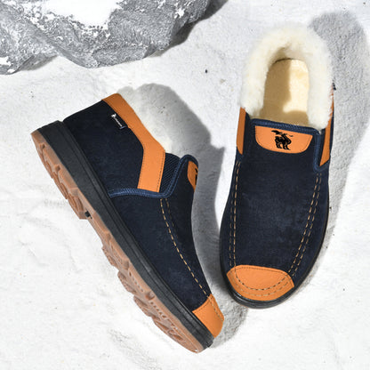 CANEMON LY2526 navy fleece-lined slip-on shoes - lining view