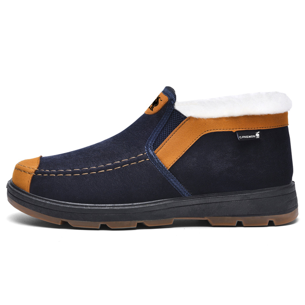 CANEMON LY2526 navy fleece-lined slip-on shoes - main view