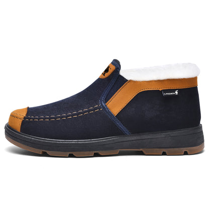 CANEMON LY2526 navy fleece-lined slip-on shoes - main view