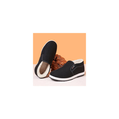 CANEMON LY2527 black men's fleece-lined winter slip-on shoe view 3