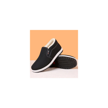 CANEMON LY2527 black men's fleece-lined winter slip-on shoe view 4