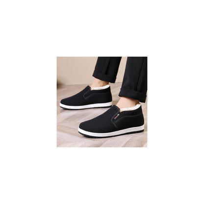 CANEMON LY2527 black men's fleece-lined winter slip-on shoe view 6