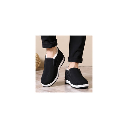 CANEMON LY2527 black men's fleece-lined winter slip-on shoe view 7