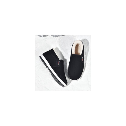 CANEMON LY2527 black men's fleece-lined winter slip-on shoe view 8