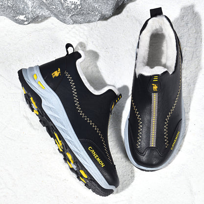 CANEMON LY2528 Black fleece-lined slip-on shoes - lining view