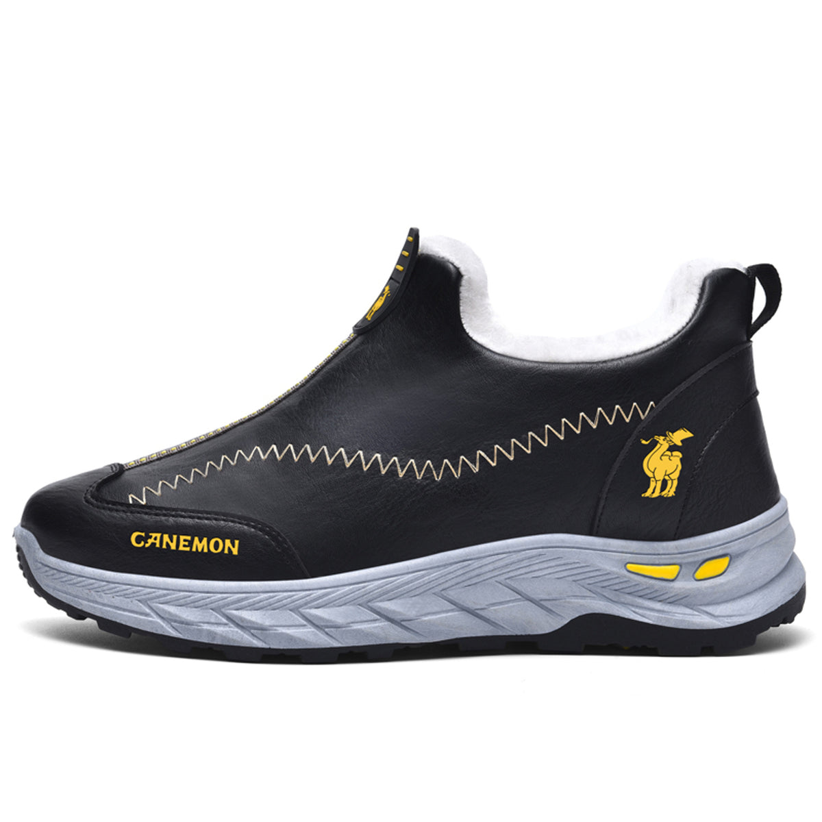 CANEMON LY2528 Black fleece-lined slip-on shoes - main view