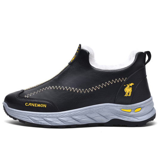 CANEMON LY2528 Black fleece-lined slip-on shoes - main view