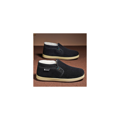 CANEMON LY2530 black 01 men's fleece-lined winter slip-on shoe