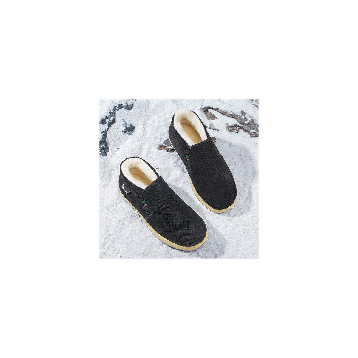 CANEMON LY2530 black 07 men's fleece-lined winter slip-on shoe