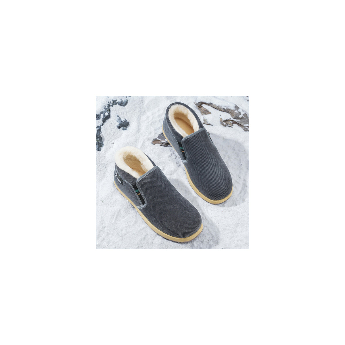 CANEMON LY2530 gray 07 men's fleece-lined winter slip-on shoe
