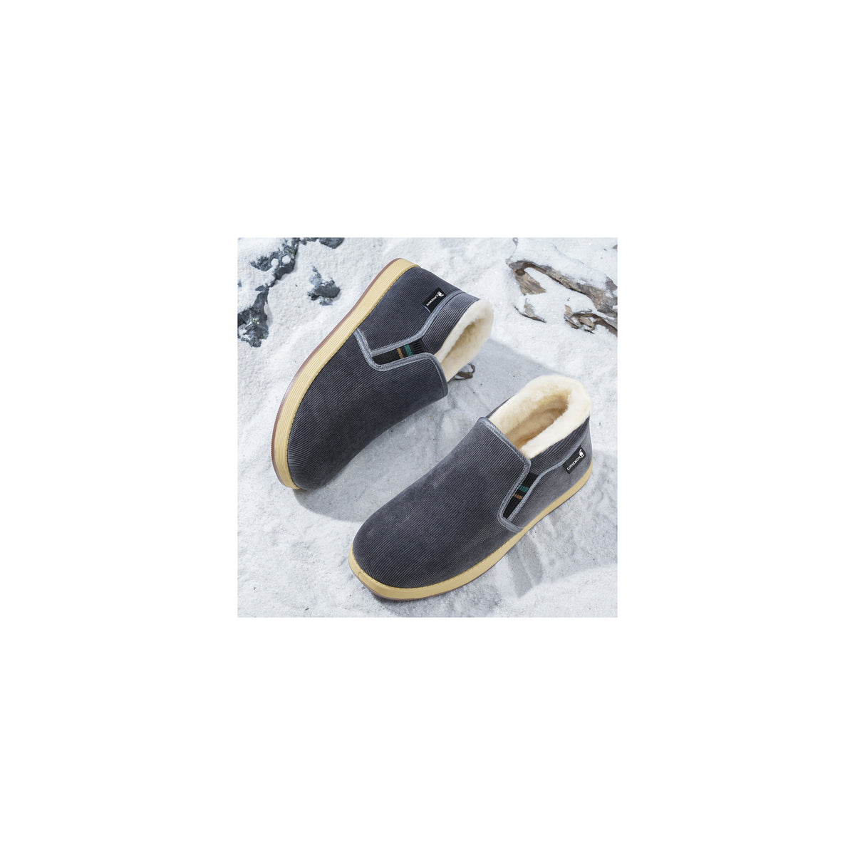 CANEMON LY2530 gray 08 men's fleece-lined winter slip-on shoe