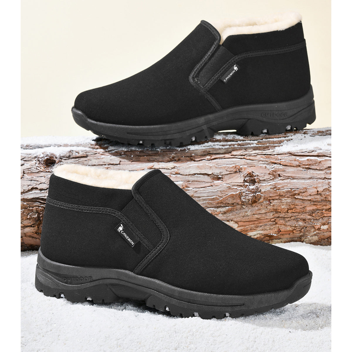 CANEMON LY2568 black sole winter slip-on shoes, product detail