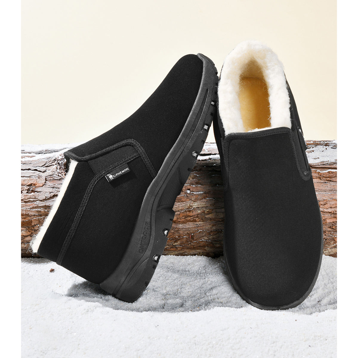 CANEMON LY2568 black sole winter slip-on shoes, product detail
