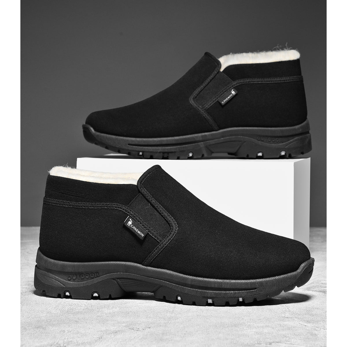CANEMON LY2568 black sole winter slip-on shoes, product detail