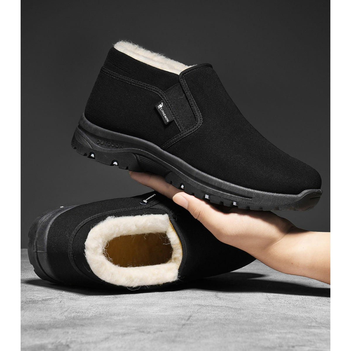 CANEMON LY2568 black sole winter slip-on shoes, product detail