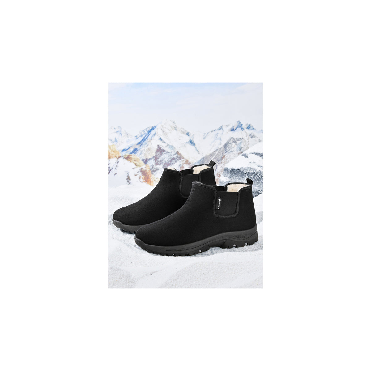 CANEMON LY2579 men's fleece-lined winter ankle boots black with black sole view