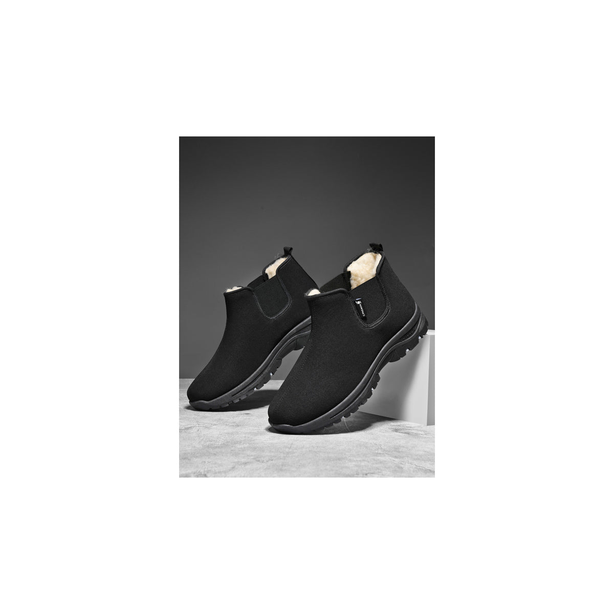 CANEMON LY2579 men's fleece-lined winter ankle boots black with black sole view