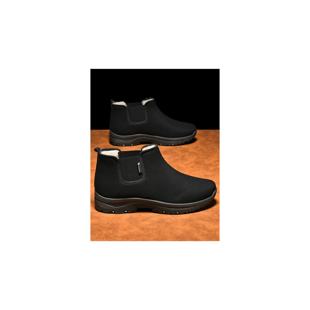 CANEMON LY2579 men's fleece-lined winter ankle boots black with black sole view
