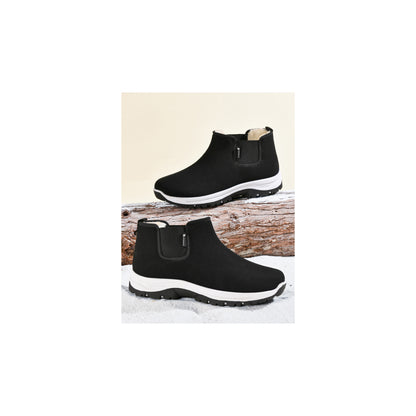 CANEMON LY2579 men's fleece-lined winter ankle boots black with white sole view